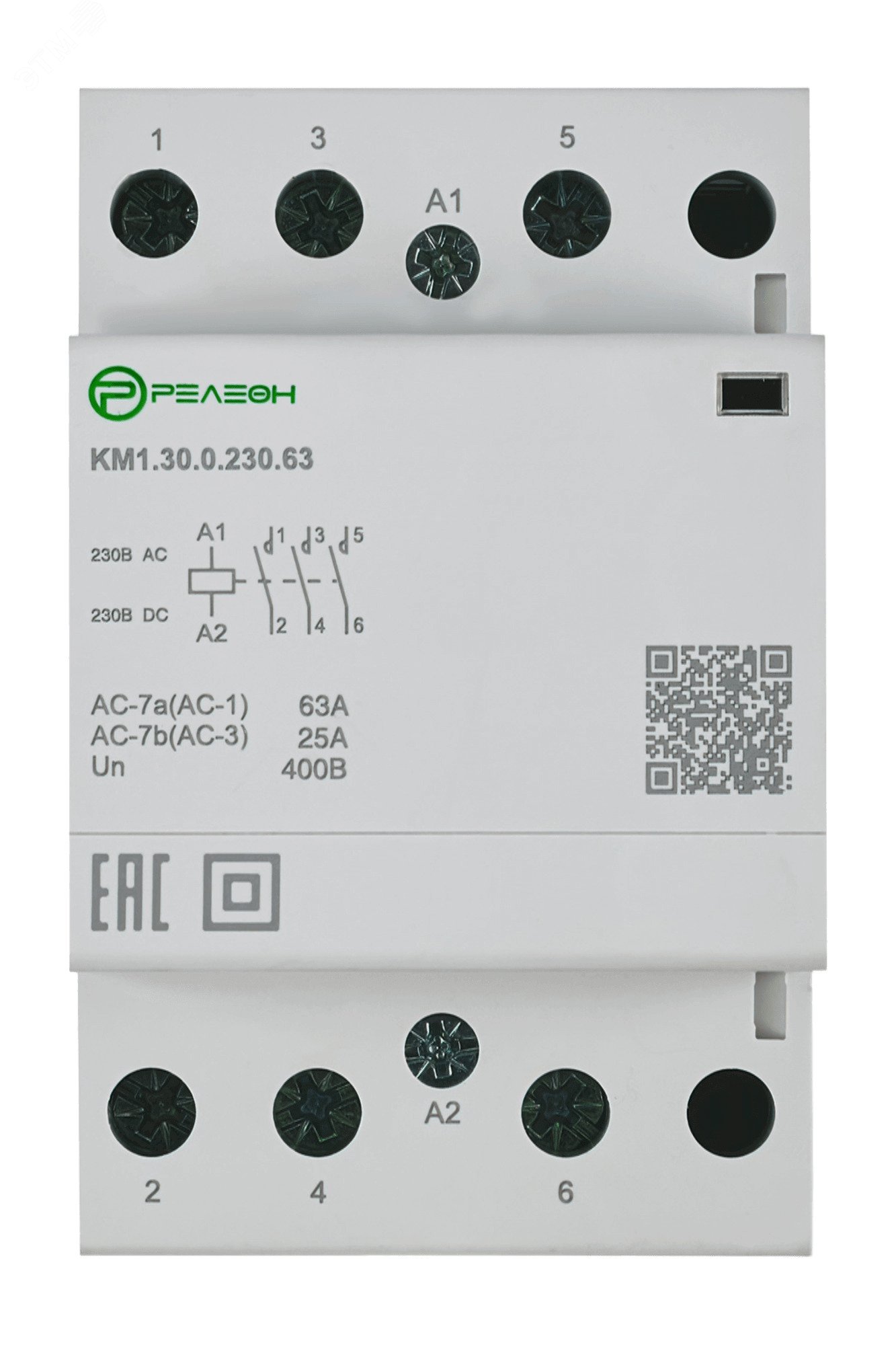 Изображение товара Модульный контактор 4НО контакта 63А 110В AC/DC Релеон