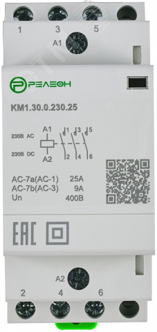 Изображение товара Контактор модульный 4НО контакта 25А 230В AC/DC Релеон
