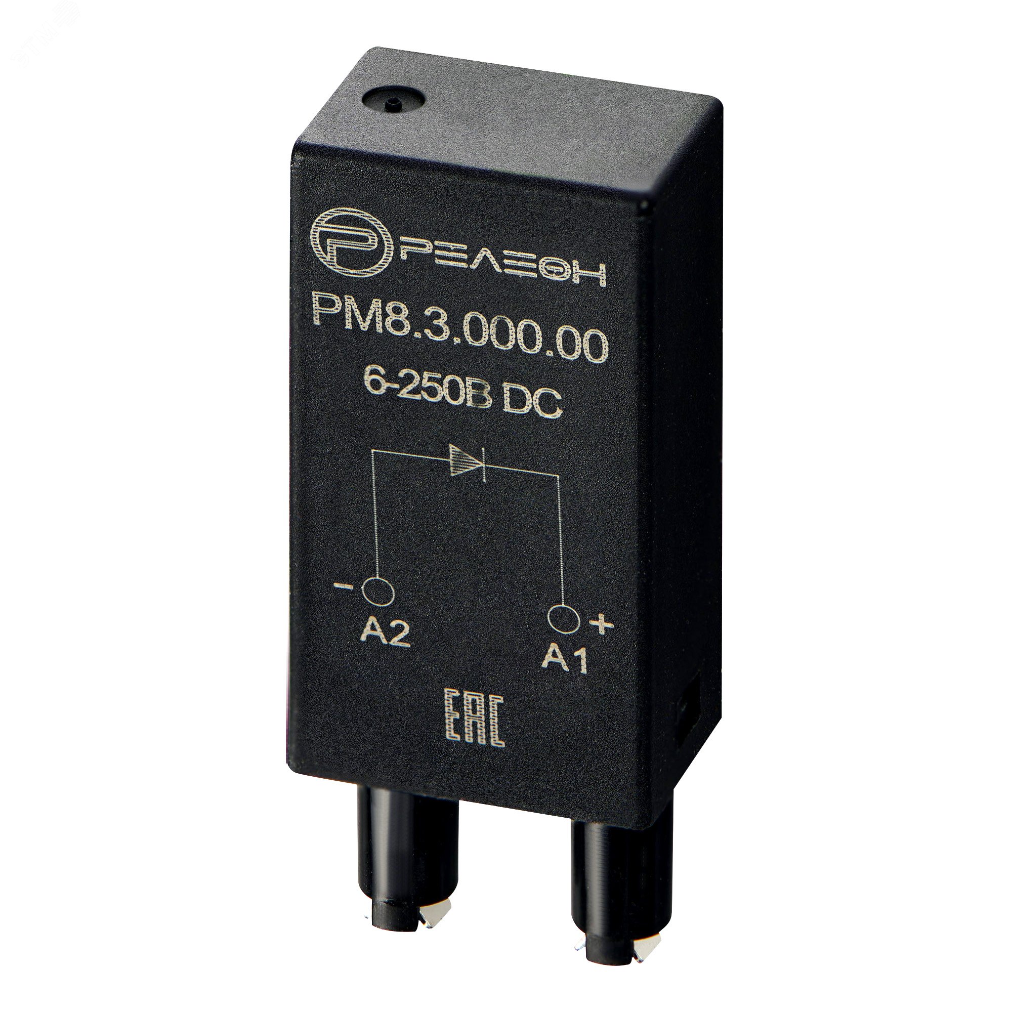 Изображение товара Модуль защиты диод + A1 6-250В DC для защиты реле и обмоток, монтаж в розетку