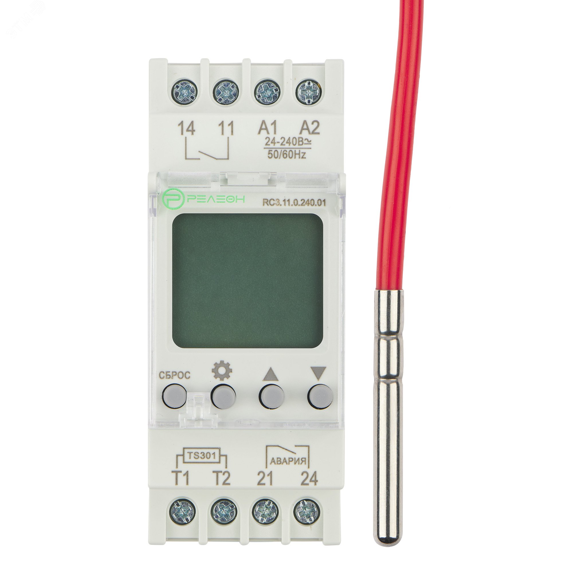 Изображение товара Реле контроля температуры с ЖК дисплеем и одним контактом 16А 24-240В AC/DC