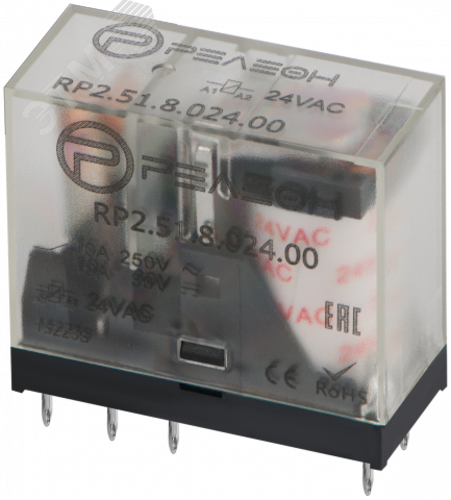 Изображение товара Миниатюрное промежуточное реле с одним контактом 10А 24В AC