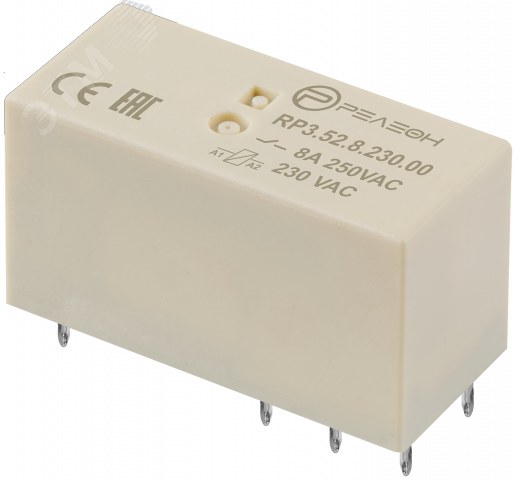 Изображение товара Низкопрофильное реле 2 перекидных контакта 8А 230В AC