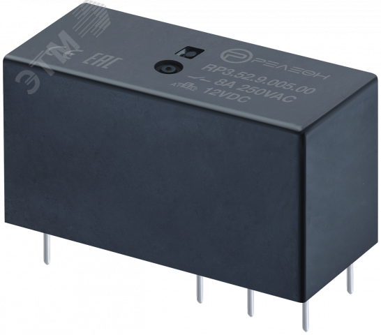 Изображение товара Низкопрофильное реле 2 перекидных контакта 8А 5В DC герметичное