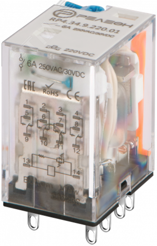 Изображение товара Промежуточное реле 0,65 Un 4 контакта 6А (220В DC) Релеон
