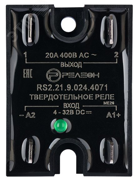 Изображение товара Твердотельное реле 24В DC, 20А, 48-440В AC, DIN-рейка