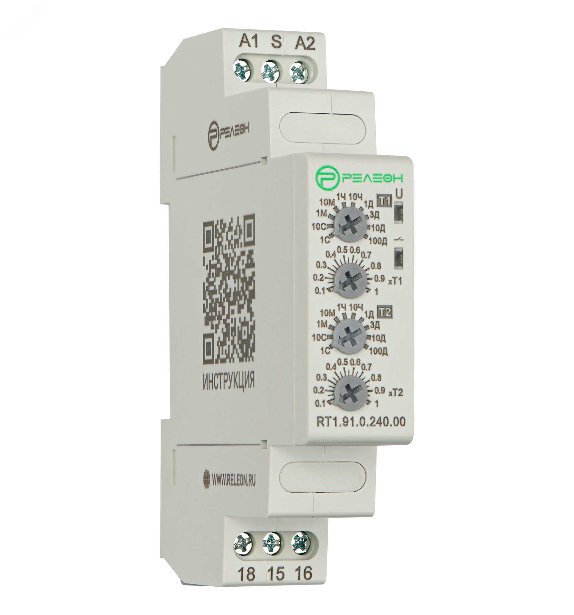 Изображение товара Реле времени RT1.91.0.240.00 асимметричный повтор цикла 1 переключ контакт 8A 24-240V
