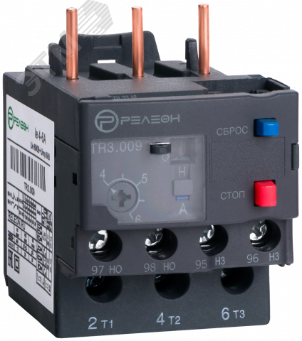 Изображение товара Тепловое реле перегрузки 4-6А, НО+НЗ, винтовой зажим, модель TR3009