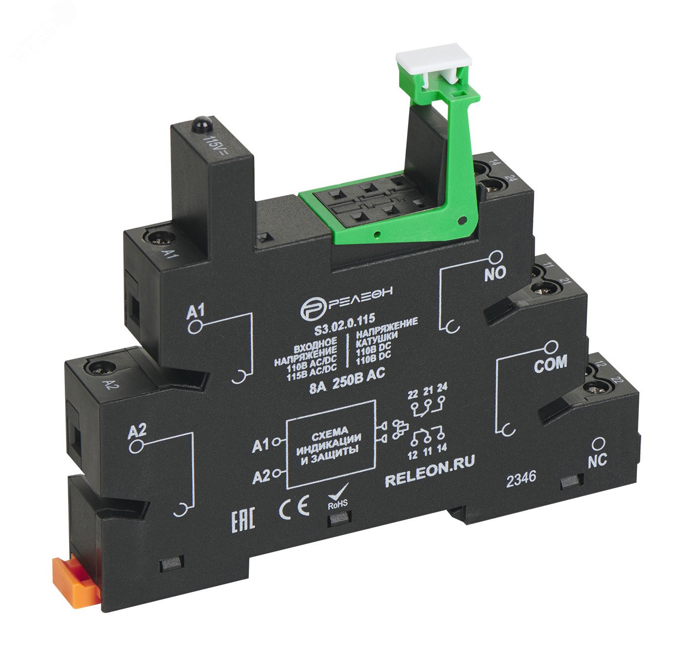 Изображение товара Розетка для реле серии RP3 с винтовыми зажимами 8А 110-115В AC/DC