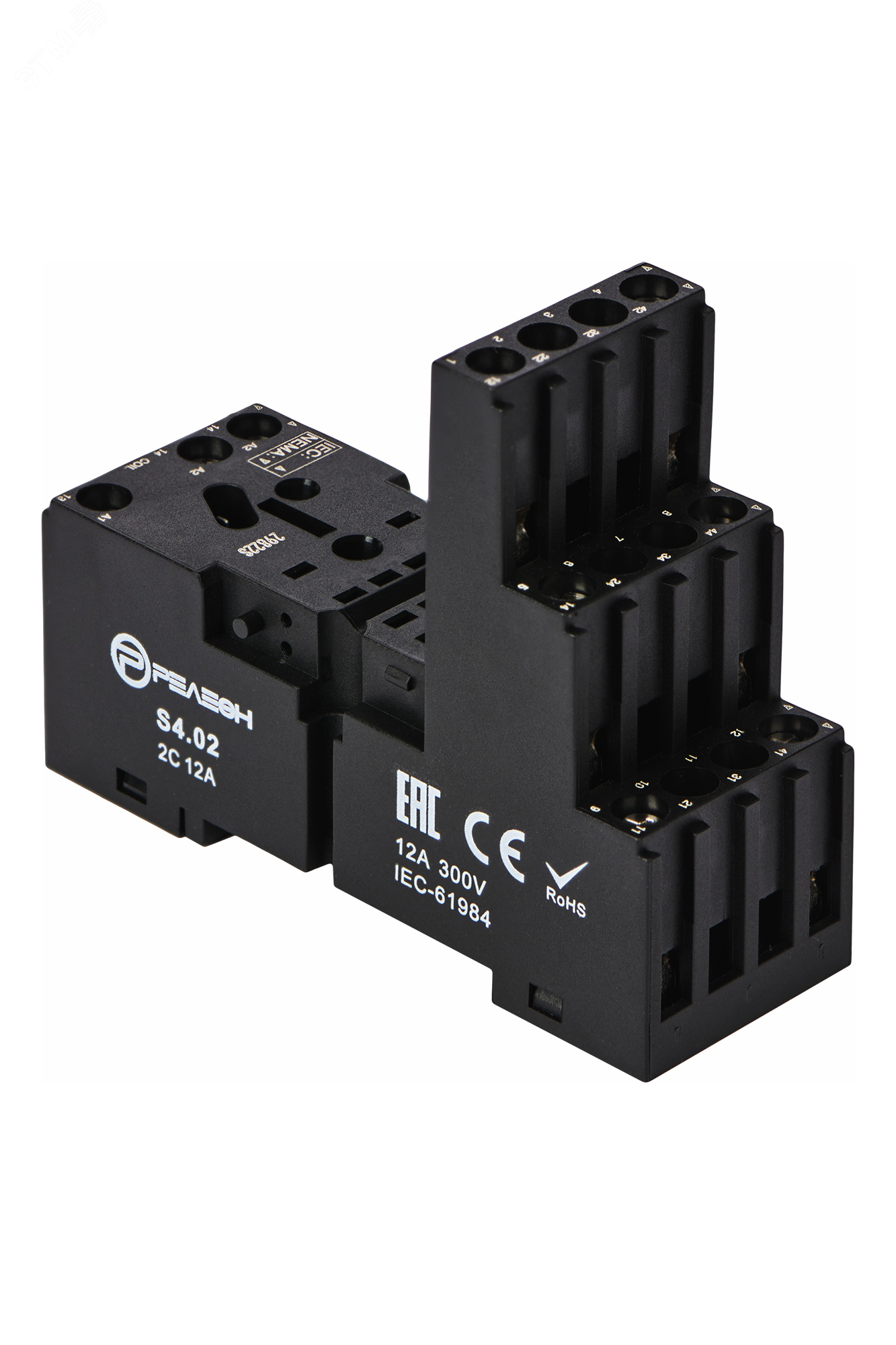 Изображение товара Розетка для реле RP4.32 и модуля PM8 12А на DIN-рейке