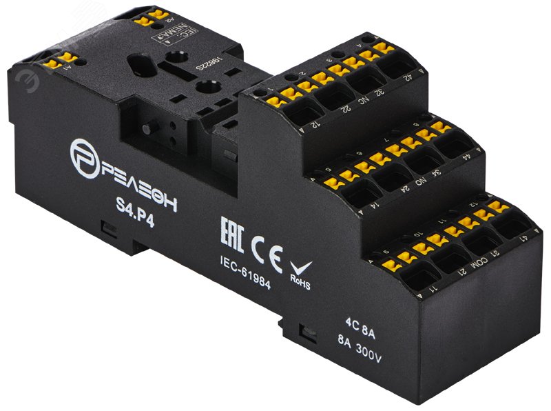 Изображение товара Розетка с push in клеммами для реле RP4.34 и модуля PM8 10А