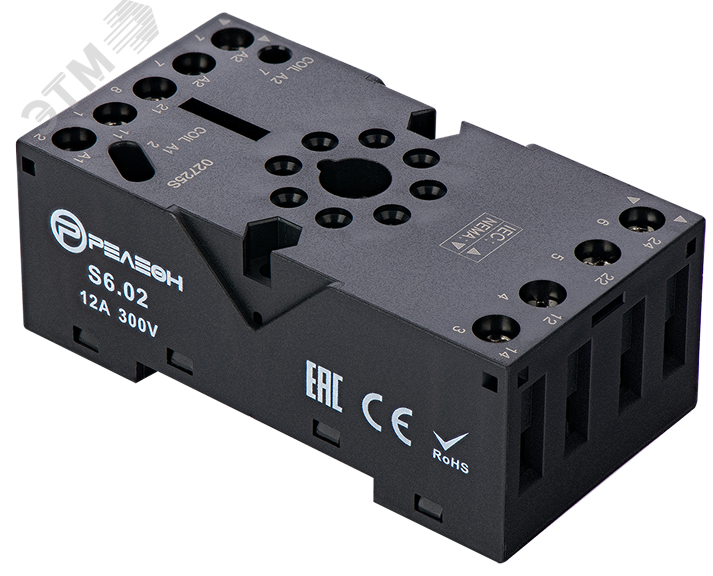 Изображение товара Розетка для реле RP6.12 и модуля PM9, 12А, монтаж DIN-рейка