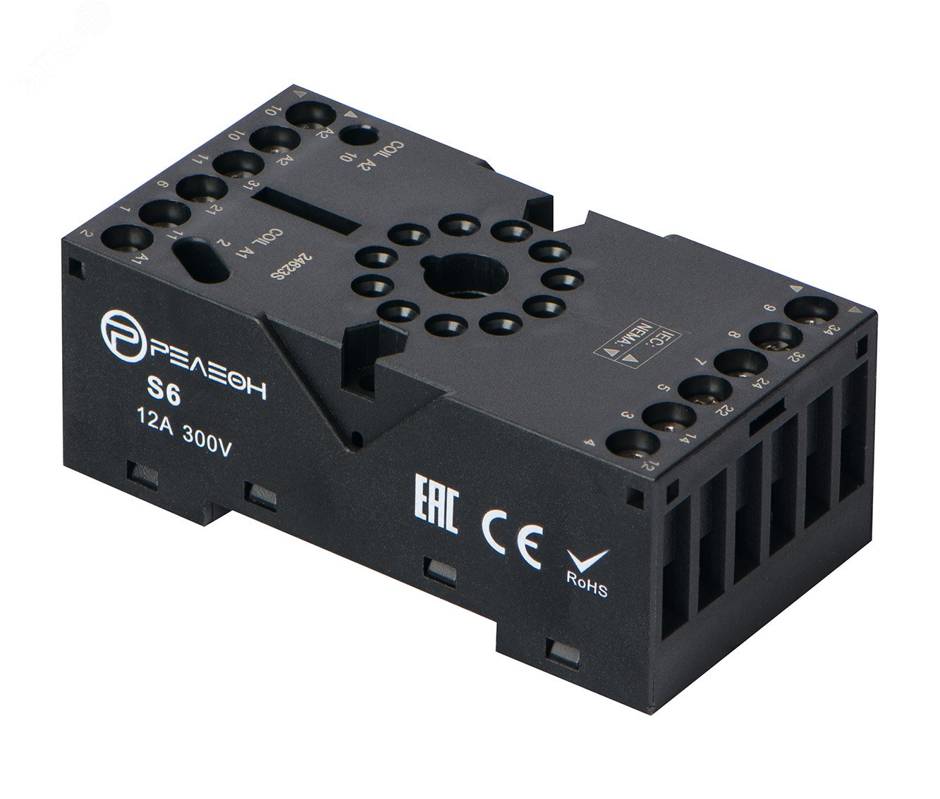 Изображение товара Розетка для реле RP6.12 и модуля PM9, 12А, монтаж DIN-рейка