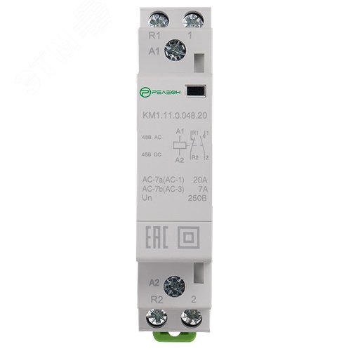 Изображение товара Модульный контактор 1НО+1НЗ контакт 20А (48В AC/DC) (шт)