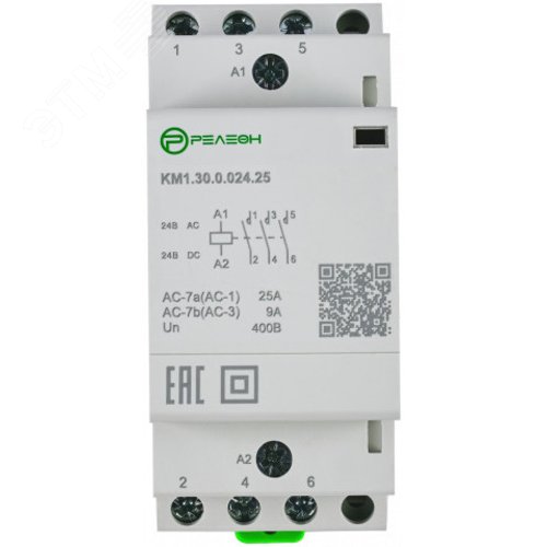 Изображение товара Контактор модульный 3НО+1НЗ контакт 23А 12В AC/DC (шт)