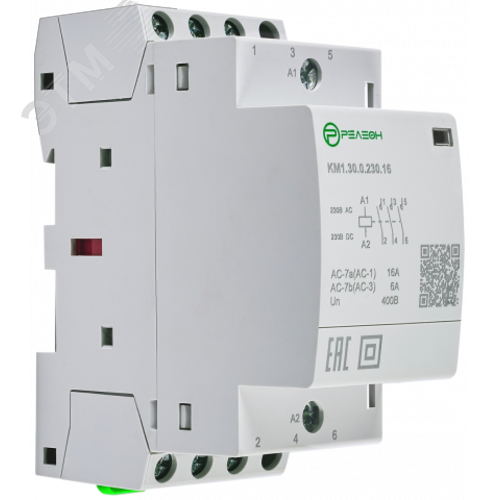 Изображение товара Контактор модульный 3НО+1НЗ контакт 20А 230В AC/DC (шт)