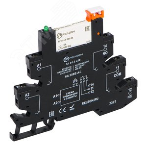 Изображение товара Модуль интерфейсный реле, 1 перекидной контакт 6А 230В AC/DC, винтовые зажимы (шт)