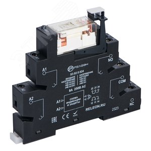 Изображение товара Модуль интерфейсный реле, 1 перекидной контакт 16А 24В AC/DC винтовые зажимы, прозрачный корпус реле (шт)