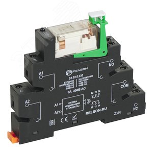 Изображение товара Модуль интерфейсный реле, 1 перекидной контакт 16А 220-240В AC/DC винтовые зажимы, прозрачный корпус реле (шт)