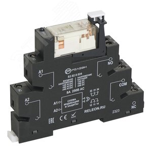 Изображение товара Модуль интерфейсный реле, 2 перекидных контакта 8А 12В AC/DC винтовые зажимы, прозрачный корпус реле (шт)