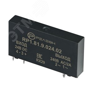 Изображение товара Ультратонкое твердотельное реле (24В DC) выходная цепь 1НО 2А, 48-280В AC, переключение через 0 (шт)