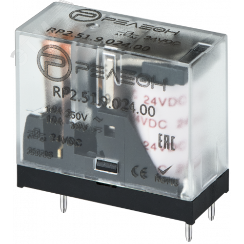 Изображение товара Миниатюрное промежуточное реле, 1 перекидной контакт 10А (24В DC) (шт)