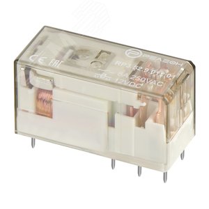 Изображение товара Низкопрофильное реле, 2 перекидных контакта 8А, 12В DC, - прозрачный корпус (шт)