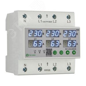 Изображение товара Реле контроля напряжения и тока 3L 400В AC 63А (шт)