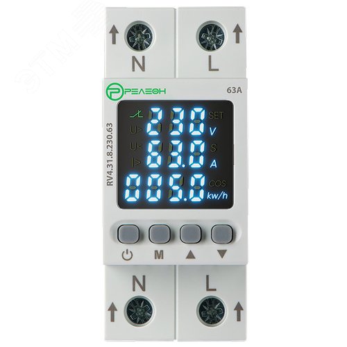 Изображение товара Реле контроля напряжения и тока со счетчиком 1L (230В AC) 1НО 63А (шт)
