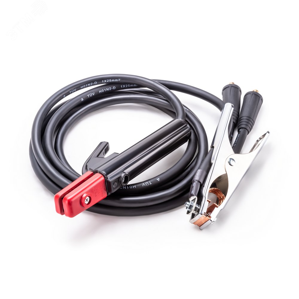 Изображение товара Кабель сварочный 2м 25мм2 с электрододержателем и зажимом