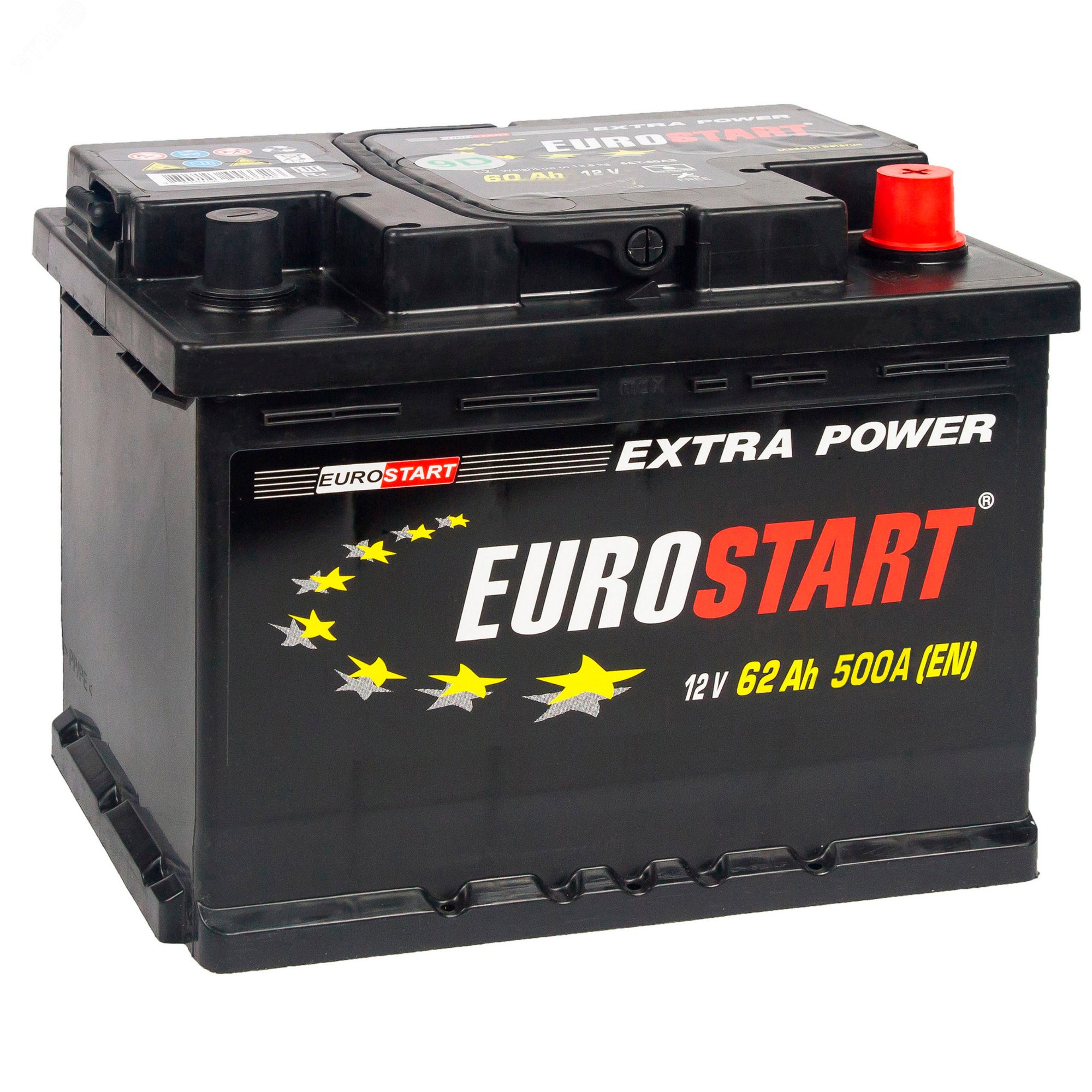 Изображение товара Аккумулятор автомобильный EUROSTART Extra Power 62Ah R+ низкий 12В для легковых авто