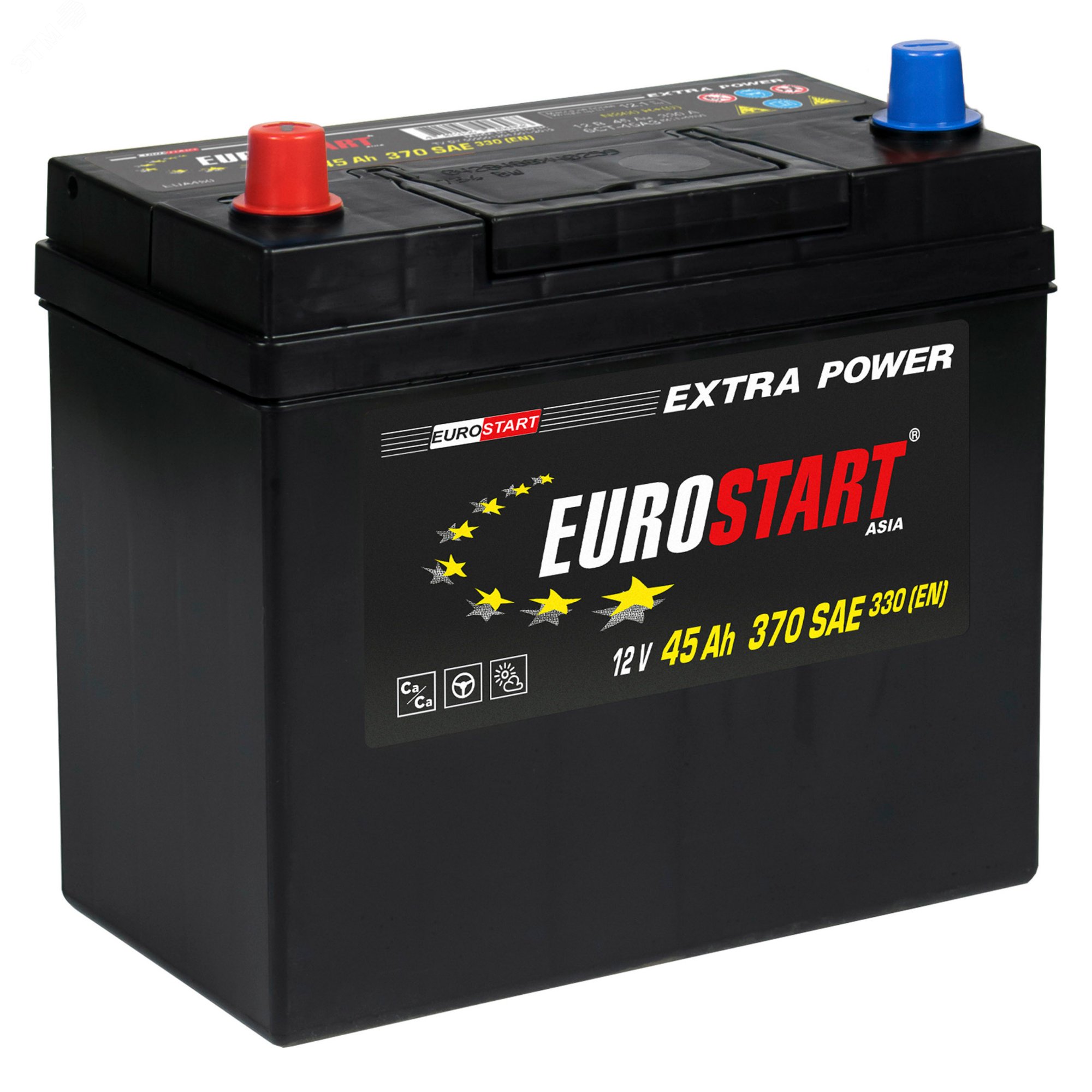 Изображение товара Автомобильный аккумулятор EUROSTART Extra Power Asia 45Ач 12V обратная полярность