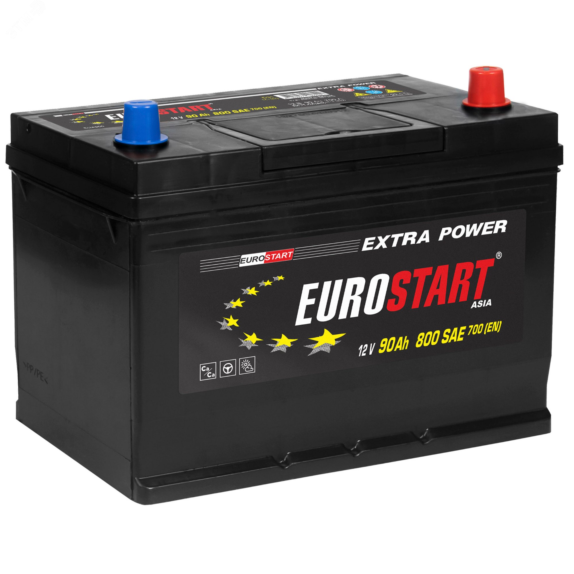 Изображение товара Аккумулятор автомобильный EUROSTART Extra Power Asia 90Ah R+
