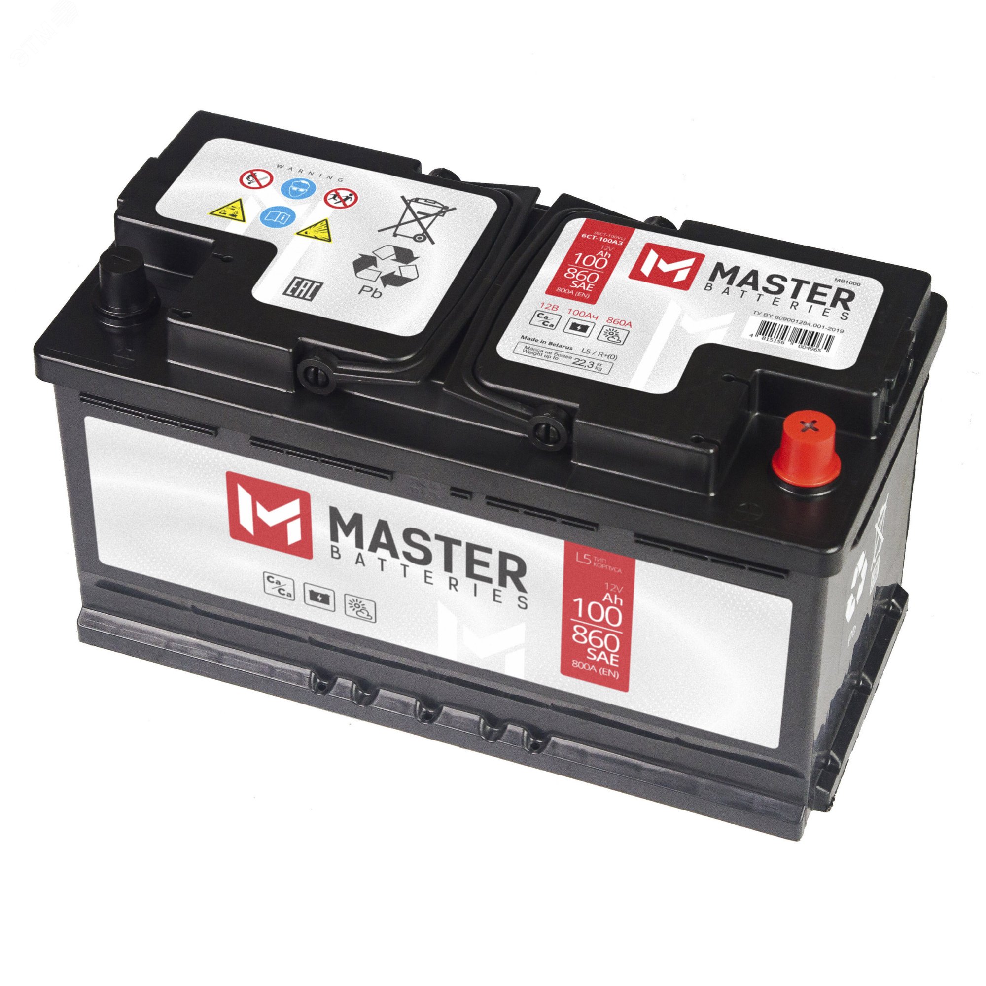 Изображение товара Автомобильный аккумулятор MASTER BATTERIES 100Ah 12V R+ надежный запуск двигателя