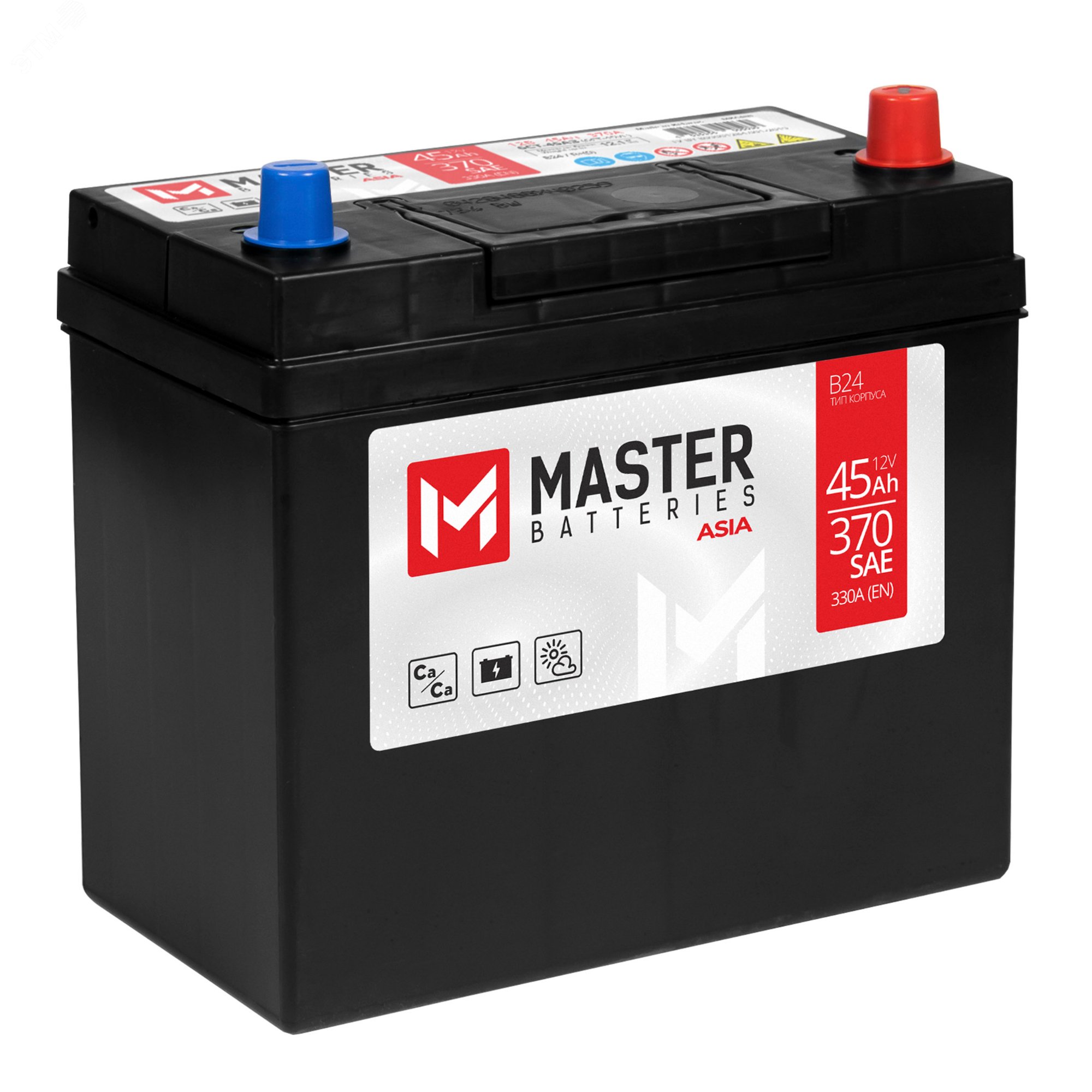 Изображение товара Автомобильный аккумулятор MASTER BATTERIES 45Ah 12V с обратной полярностью Азия
