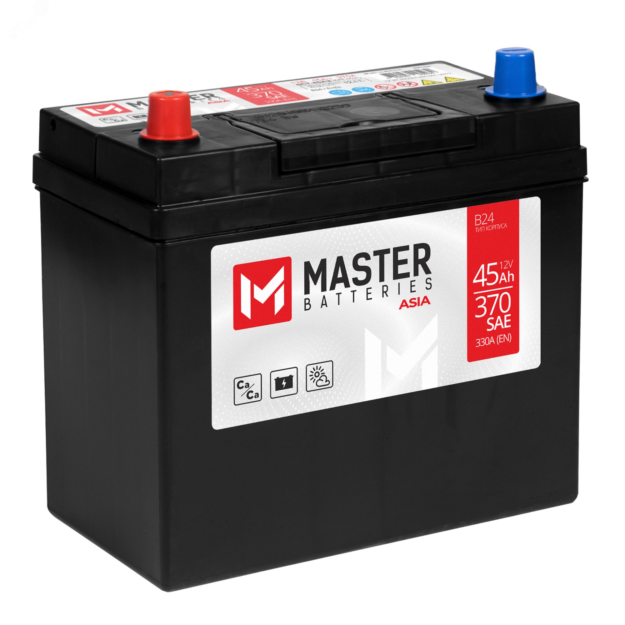 Изображение товара Автомобильный аккумулятор MASTER BATTERIES 45Ah 12V обратная полярность