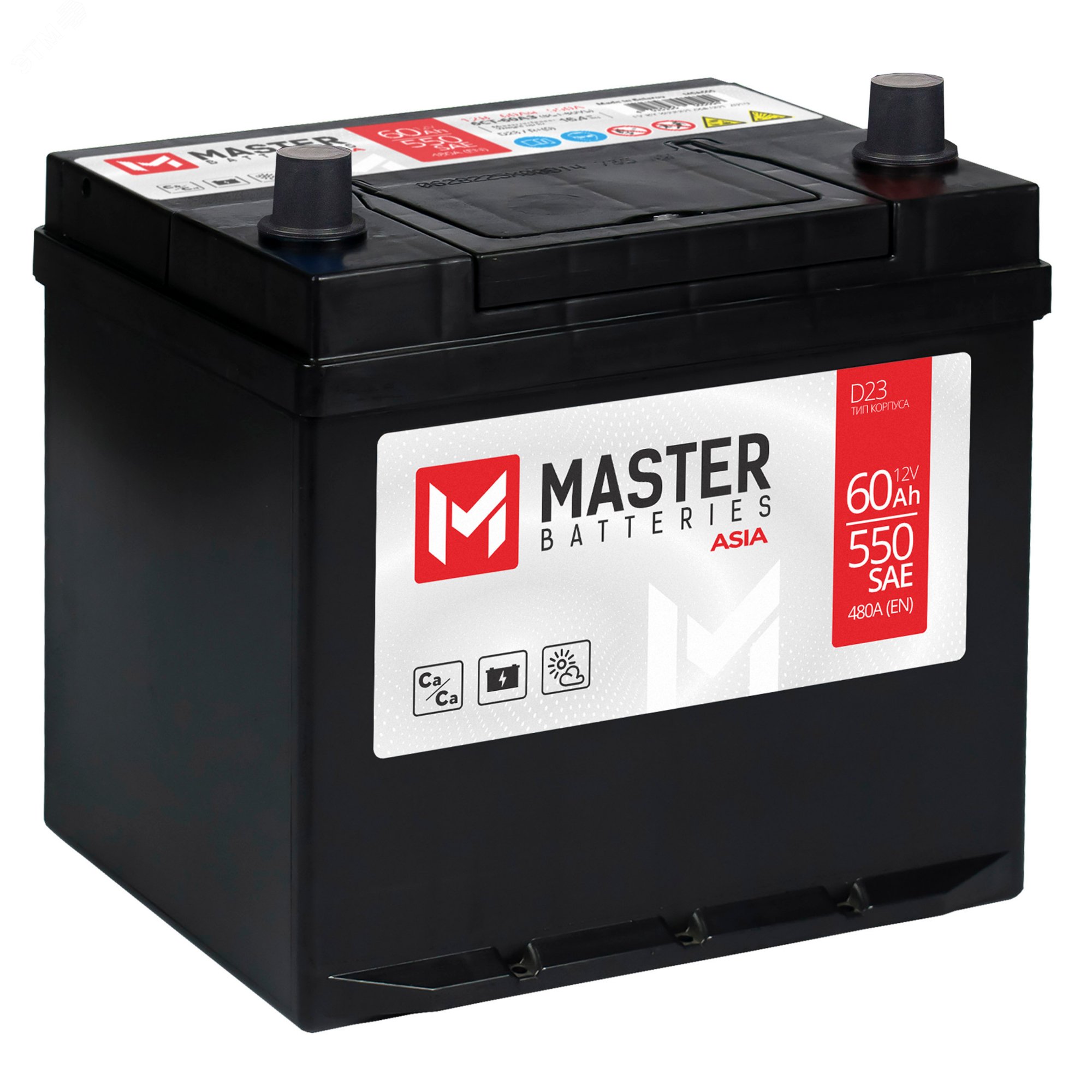 Изображение товара Автомобильный аккумулятор MASTER BATTERIES Asia 60Ah 12V обратная полярность