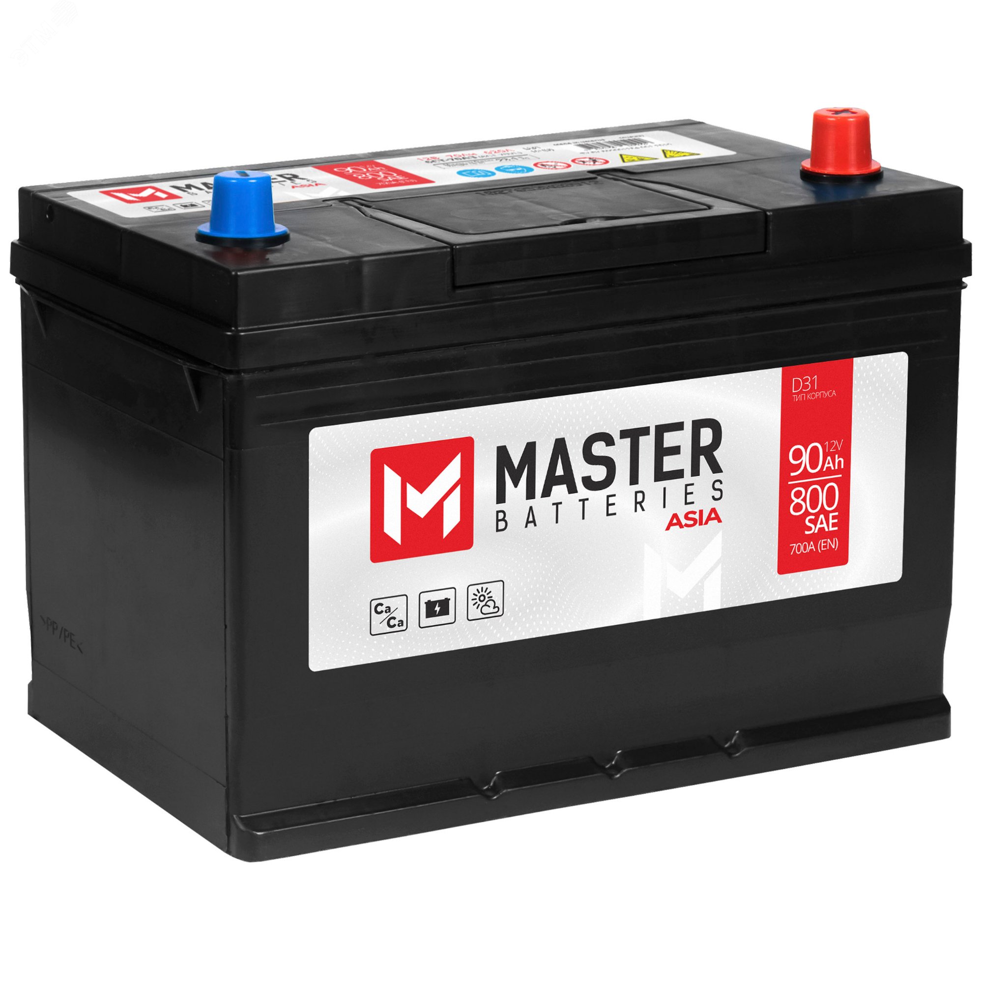 Изображение товара Аккумулятор автомобильный MASTER BATTERIES Asia 90Ah R+ (шт) Изображение товара Аккумулятор автомобильный MASTER BATTERIES Asia 90Ah R+ (шт)