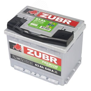 Изображение товара Аккумулятор автомобильный ZUBR Premium 63Ah R+ (шт)