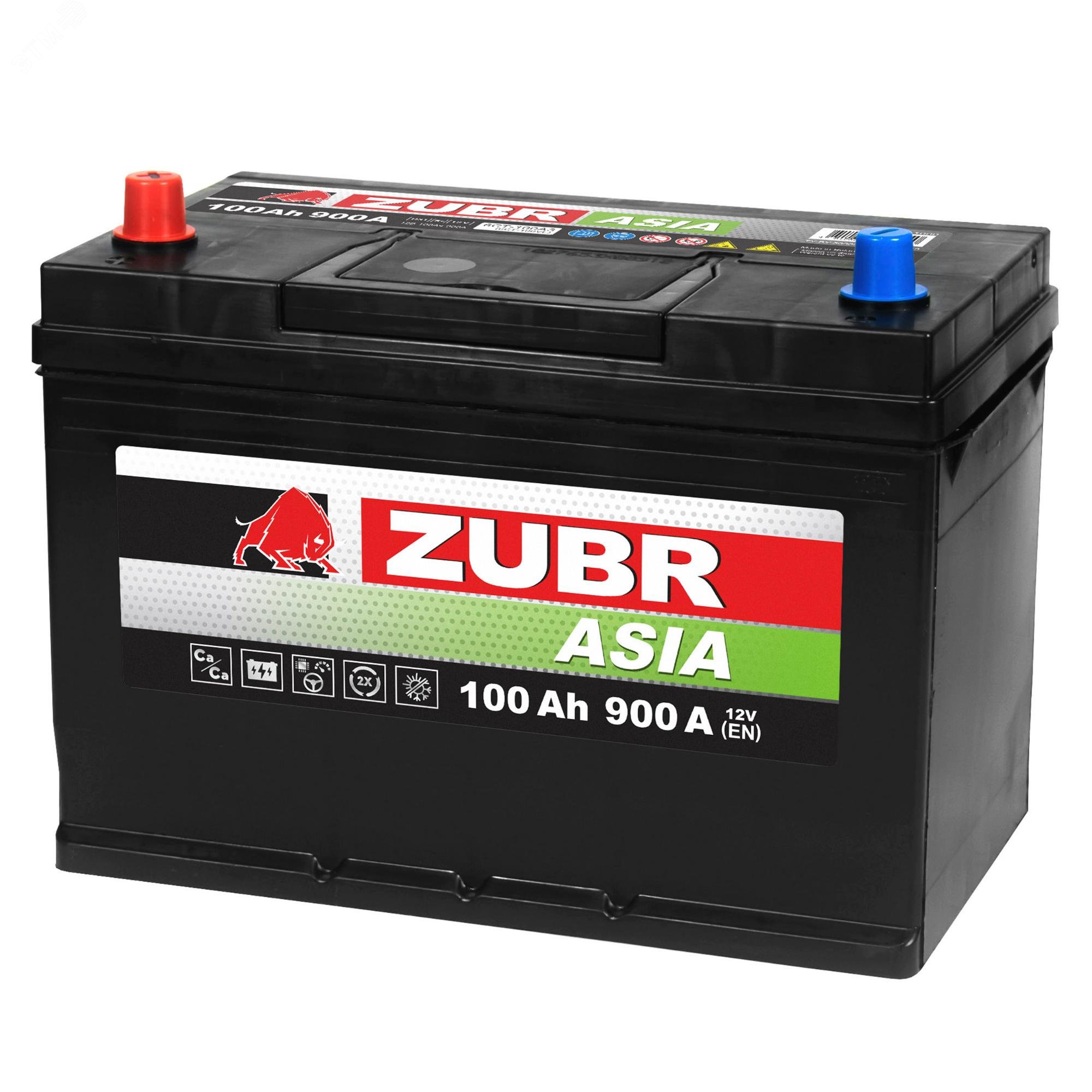 Изображение товара Автомобильный аккумулятор ZUBR Premium Asia 100Ah R+ Надежность и Высокая Мощность