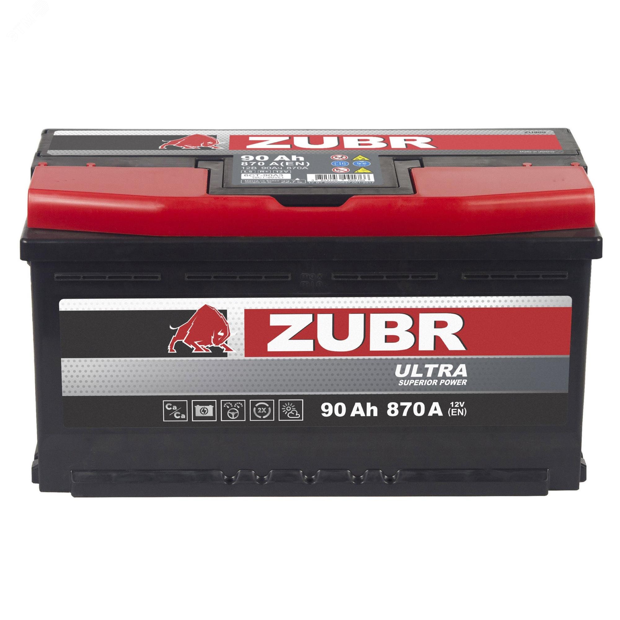 Изображение товара Аккумулятор автомобильный ZUBR Ultra 90Ah L+ (шт)