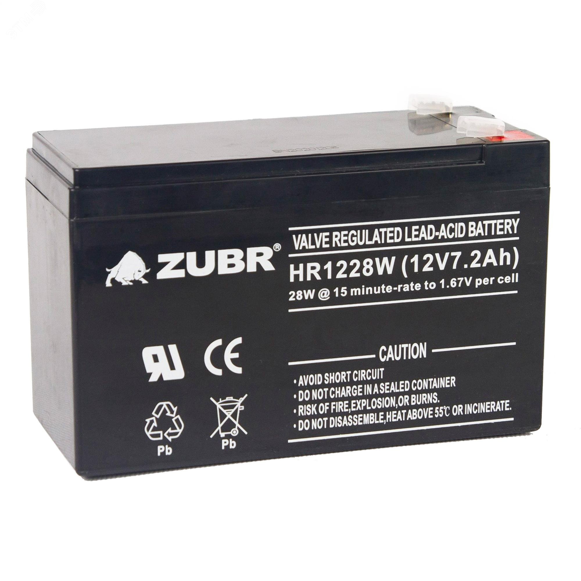 Изображение товара Аккумулятор для ИБП ZUBR HR1228W 12V 7.2Ah - надежная аккумуляторная батарея