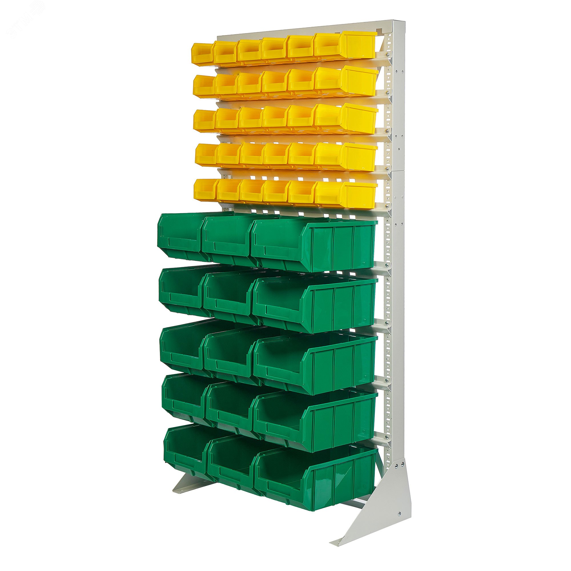 Изображение товара Стойка 735х1500 односторонняя металлическая с ящиками и креплением к полу