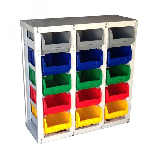 Изображение товара Стеллаж универсальный с направляющими под V-3, 15 ячеек, без ручки, без ящиков, серия К (шт)