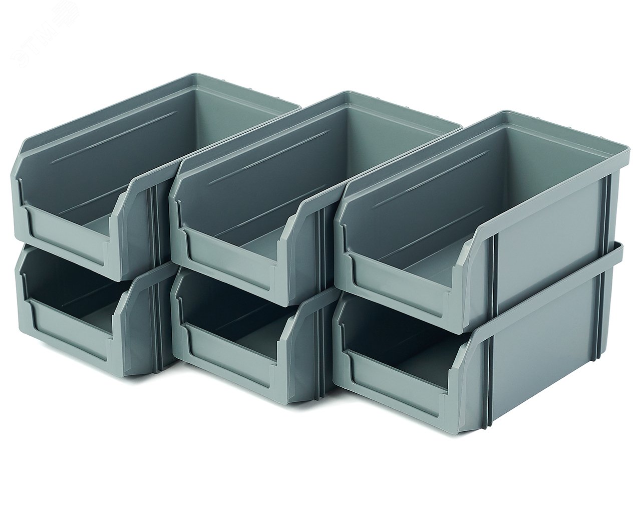 Изображение товара Комплект пластиковых ящиков Стелла-техник V-1-К6 серый 6 штук
