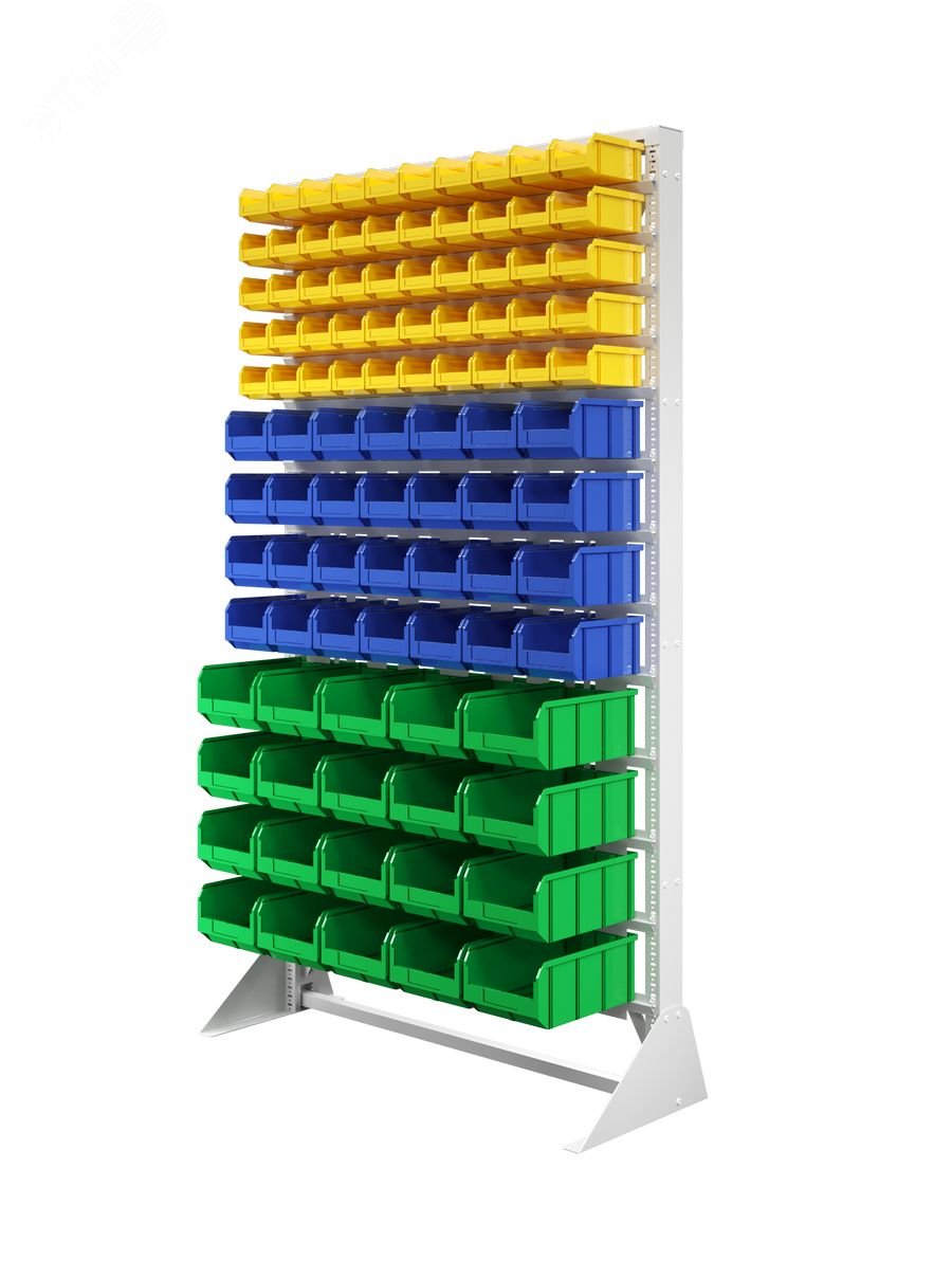 Изображение товара Стойка 1150х2000 односторонняя с 98 ящиками и креплением к полу