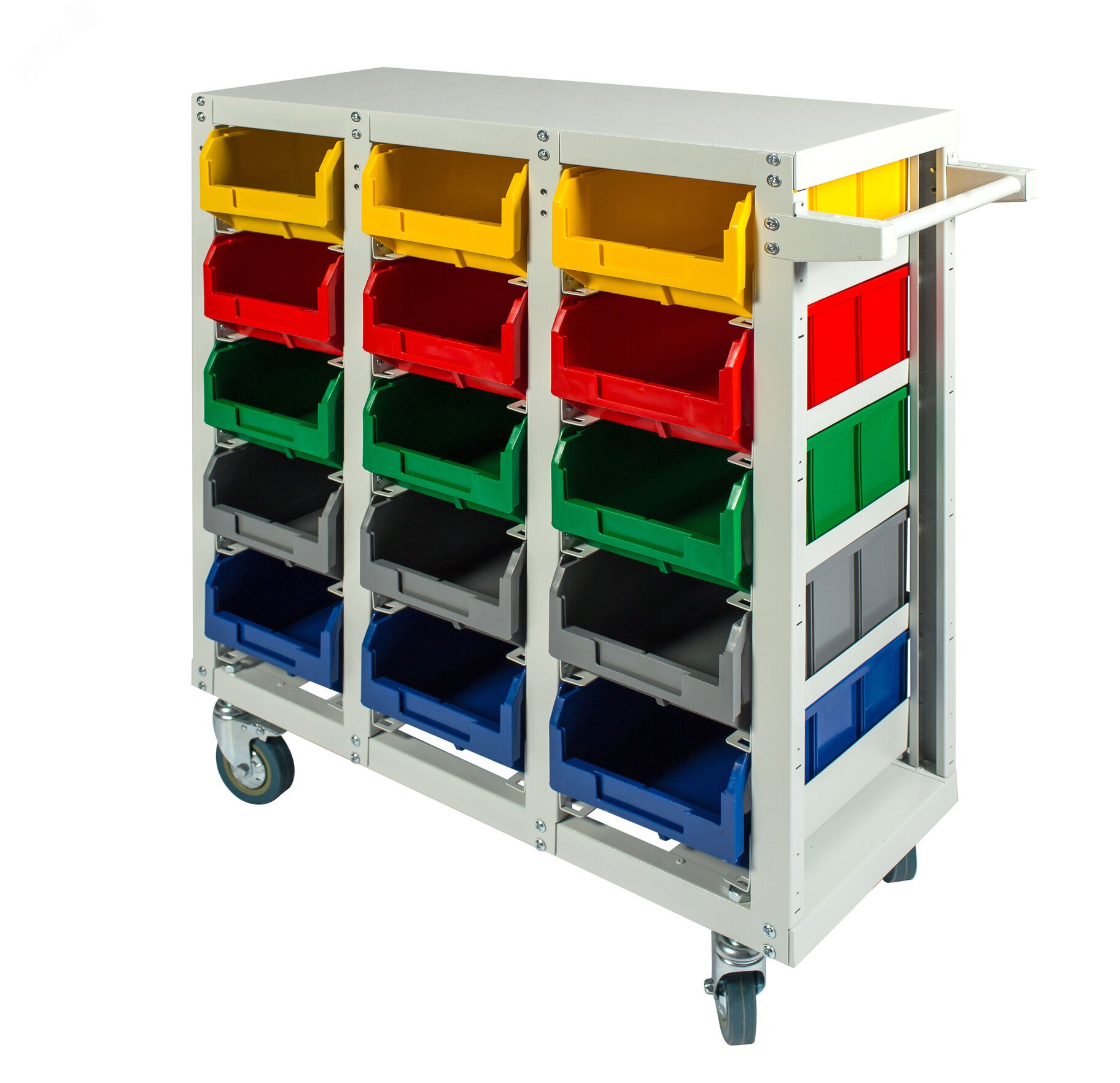 Изображение товара Стеллаж с направляющими мобильный, односторонний, 15 ячеек, грузоподъемность 350кг (шт)