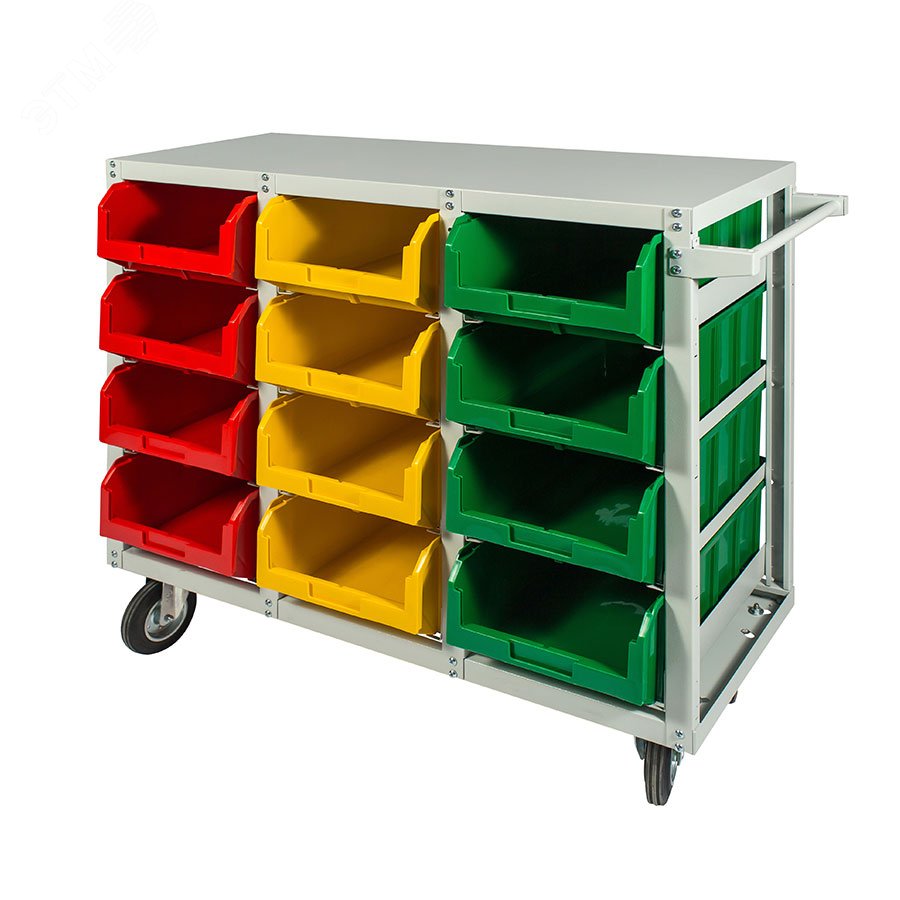 Изображение товара Стеллаж с направляющими мобильный, односторонний, 12 ячеек, грузоподъемность до 500кг (шт)