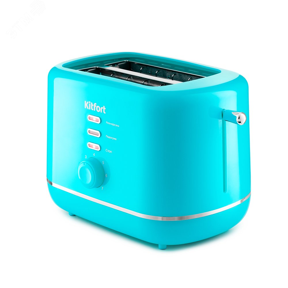Изображение товара Тостер Kitfort КТ-2050-3 бирюзовый мощностью 850 Вт для равномерной поджарки хлеба