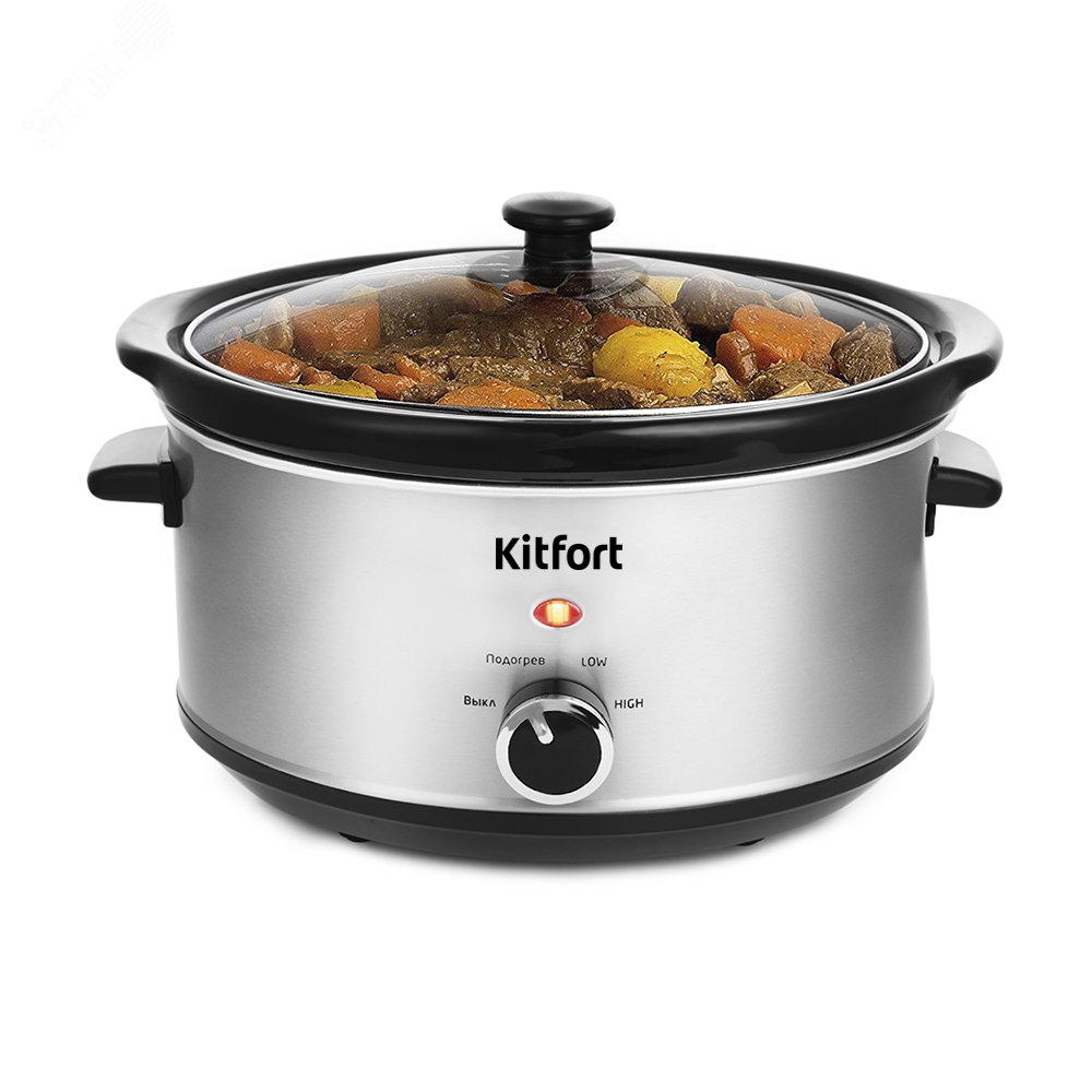 Изображение товара Медленноварка KITFORT KT-207 3,5 л мощность 200 Вт черно-серебристая
