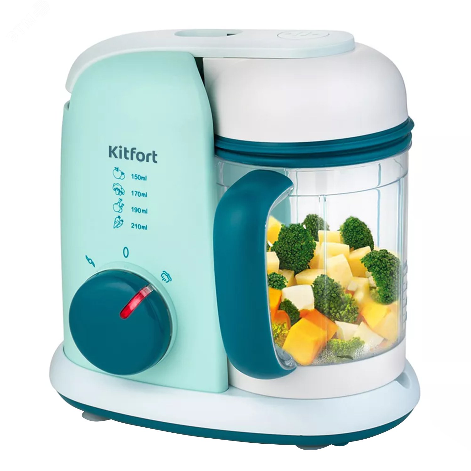 Изображение товара Блендер-пароварка KT-2305, объем 0,4 л, мощность 400 Вт, цвет бело-бирюзовый (шт)